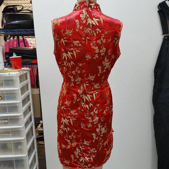 ASIAN STYLE MINI DRESS WITH ZIPPER CLOSURE XL - Picture 3 of 10